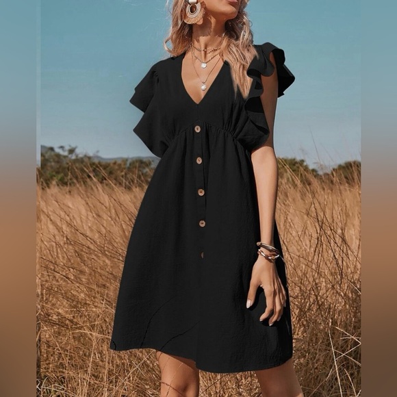 KOJOOIN Women's Ruffle Babydoll Dress SZ Small NWT - Picture 3 of 9